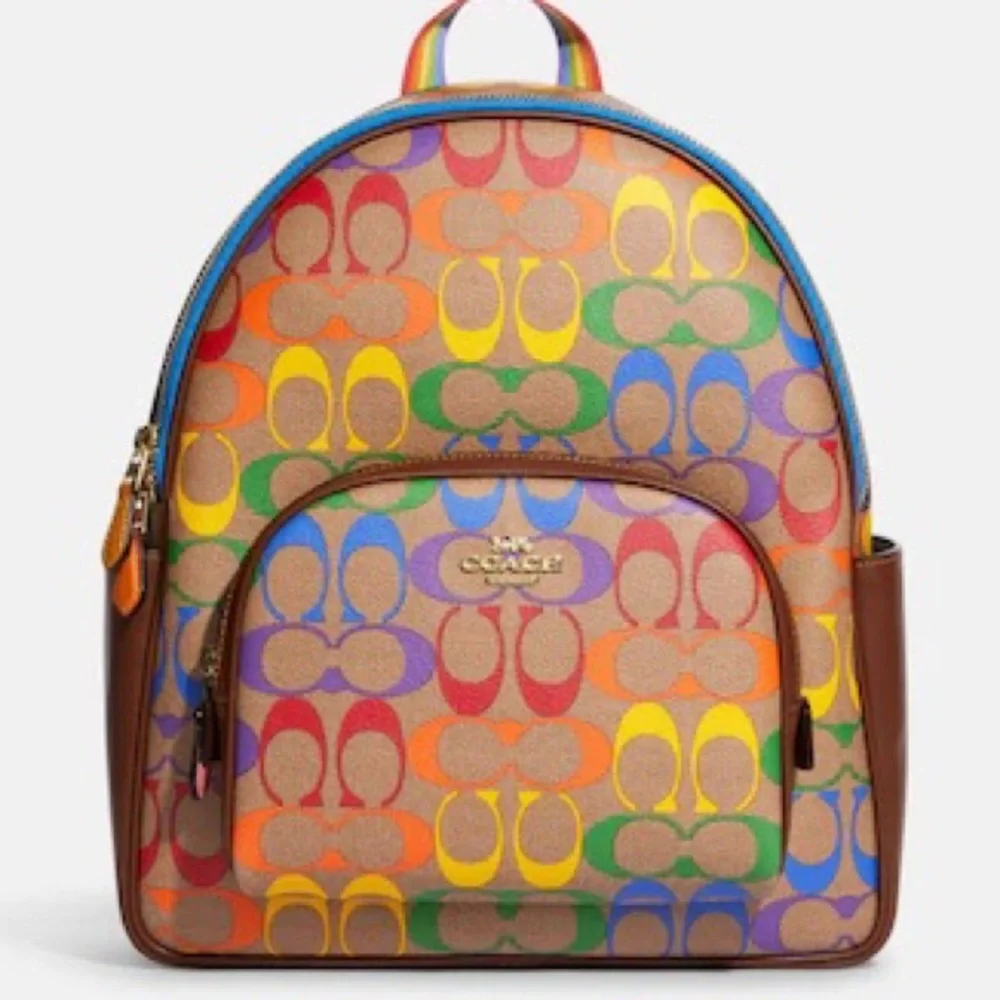 NWT $428 RARE RAINBOW PRIDE AUTHENTIC COACH COLORFUL SIGNATURE BACKPACK - Picture 1 of 6